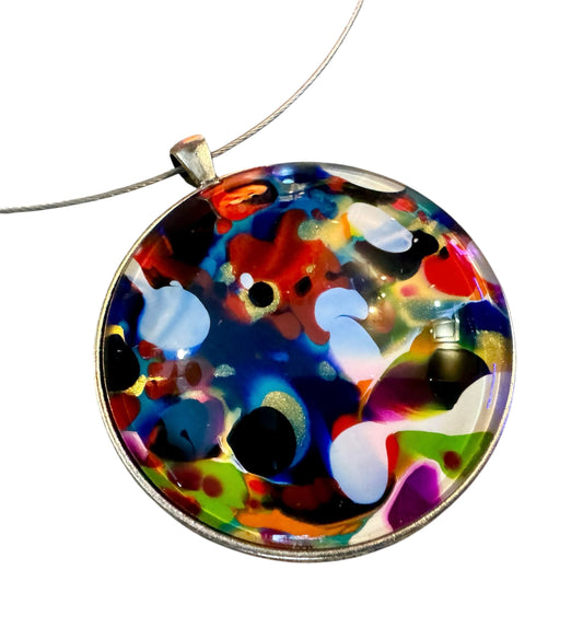 PrismPulse -Wearable Art Statement Necklace - 40mm Pendant and 18" chain
