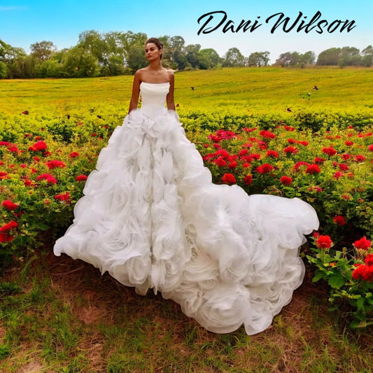 Custom Made: Absolute Ruffles! Breathtaking Floral Strapless Backless Lace-Up Designer Wedding Gown by Dani Wilson 