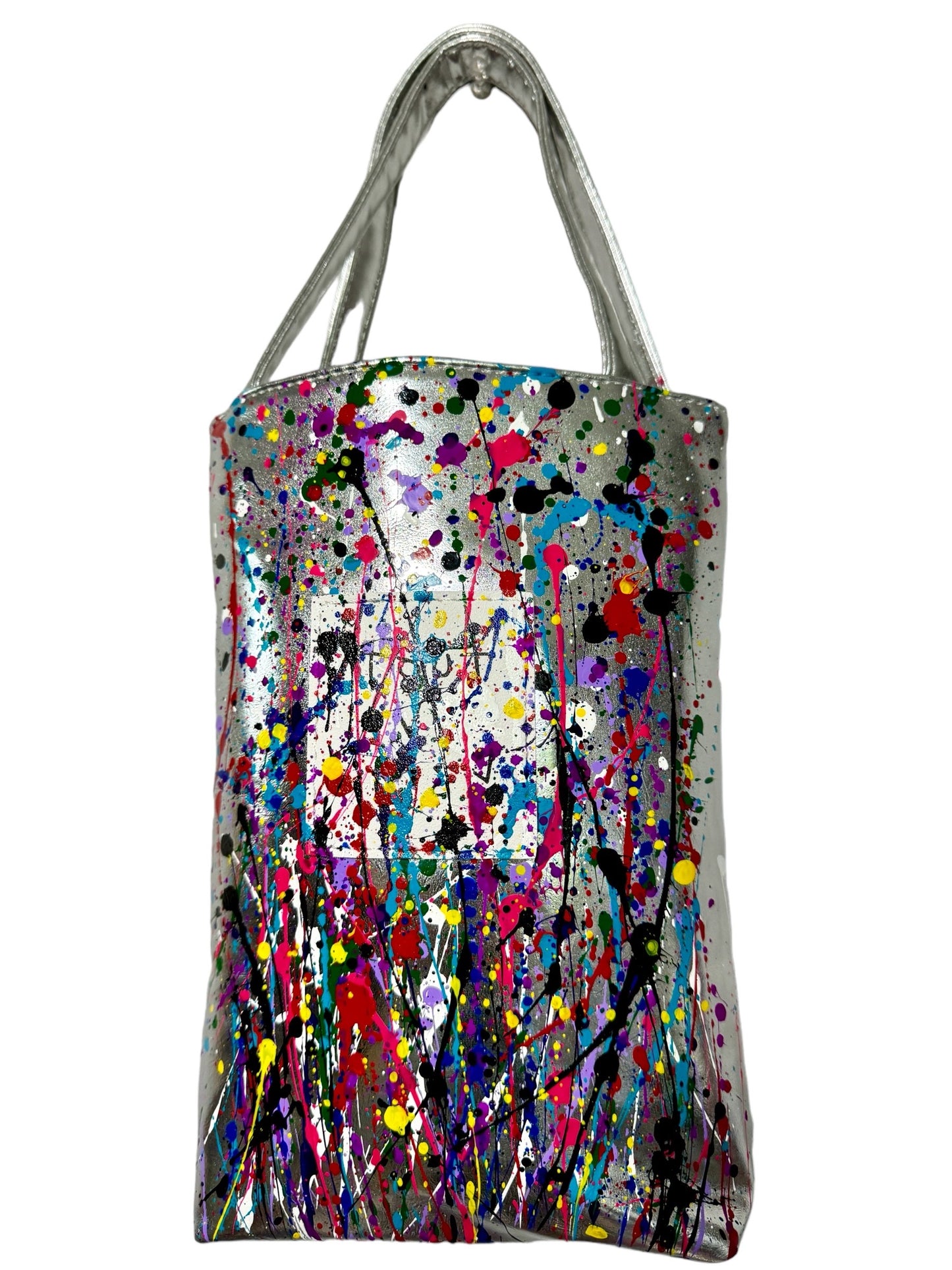 Hand Painted Vegan Leather Silver Crossbody Bag by Dani Wilson