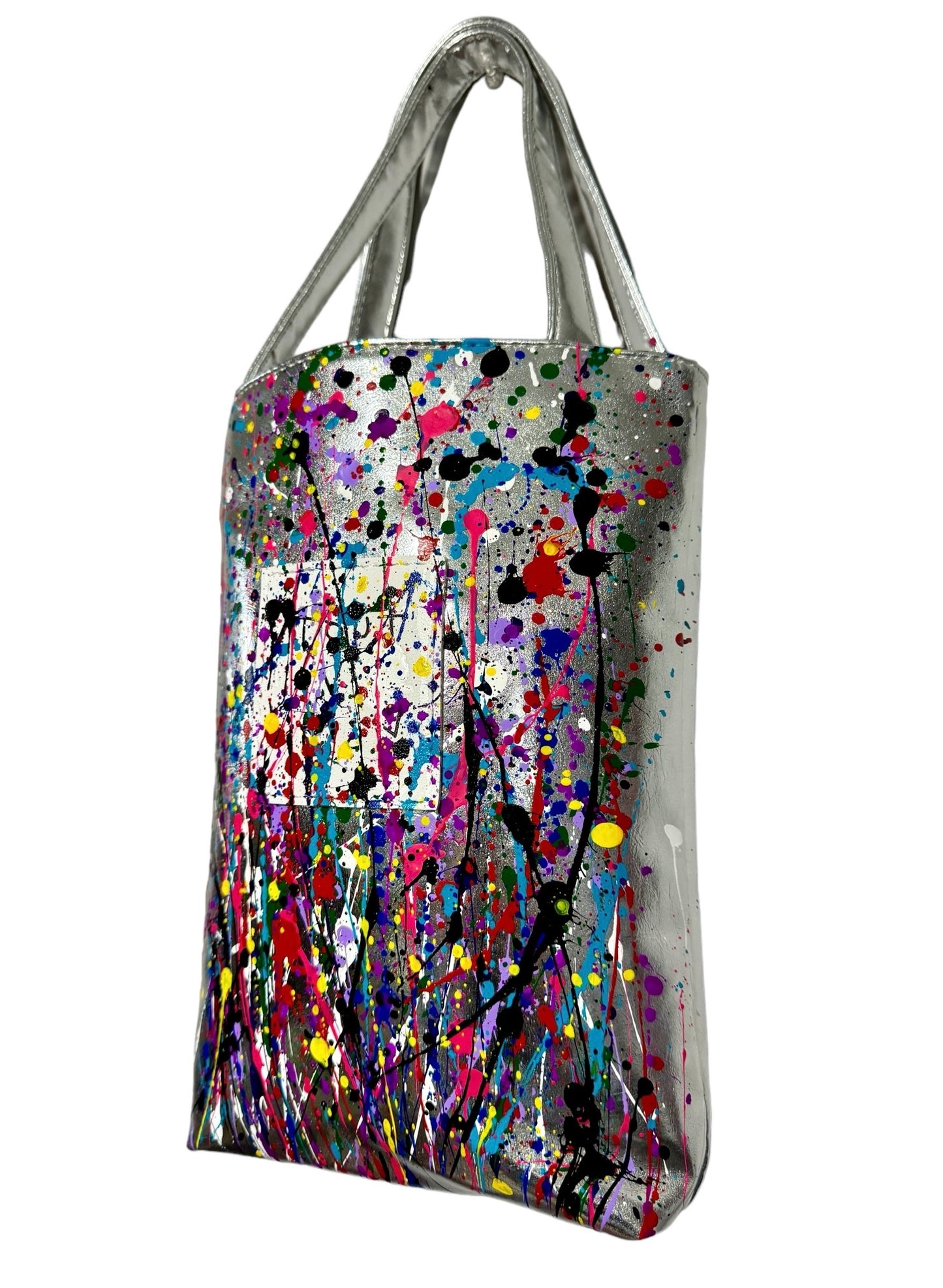 Hand Painted Vegan Leather Silver Crossbody Bag by Dani Wilson