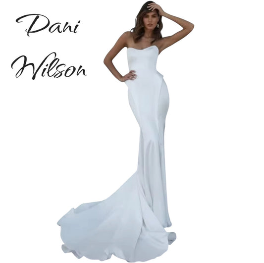 Custom Made: Custom Couture Designer A-Line Sleeveless Very Soft Satin Mermaid Bridal Gown With Sweeping Train