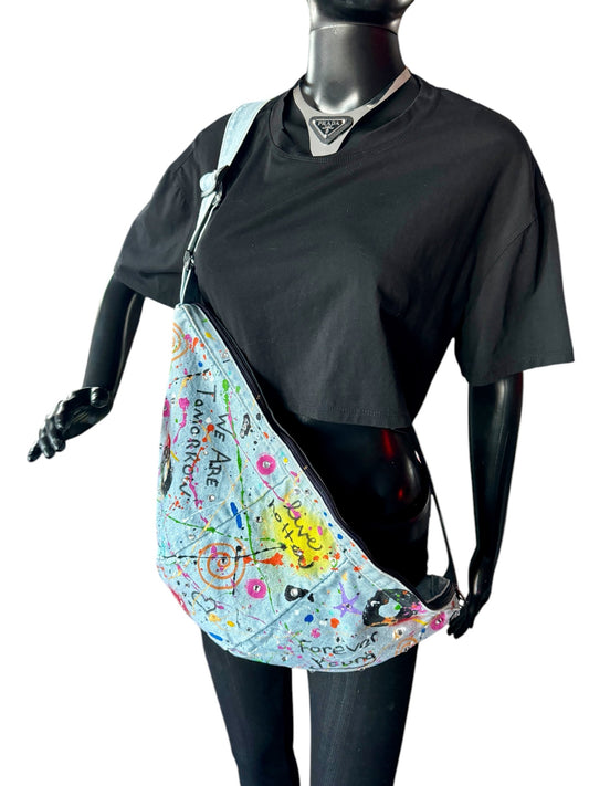 Sparkle - Cross-body Denim Graffiti Bag by Dani Wilson