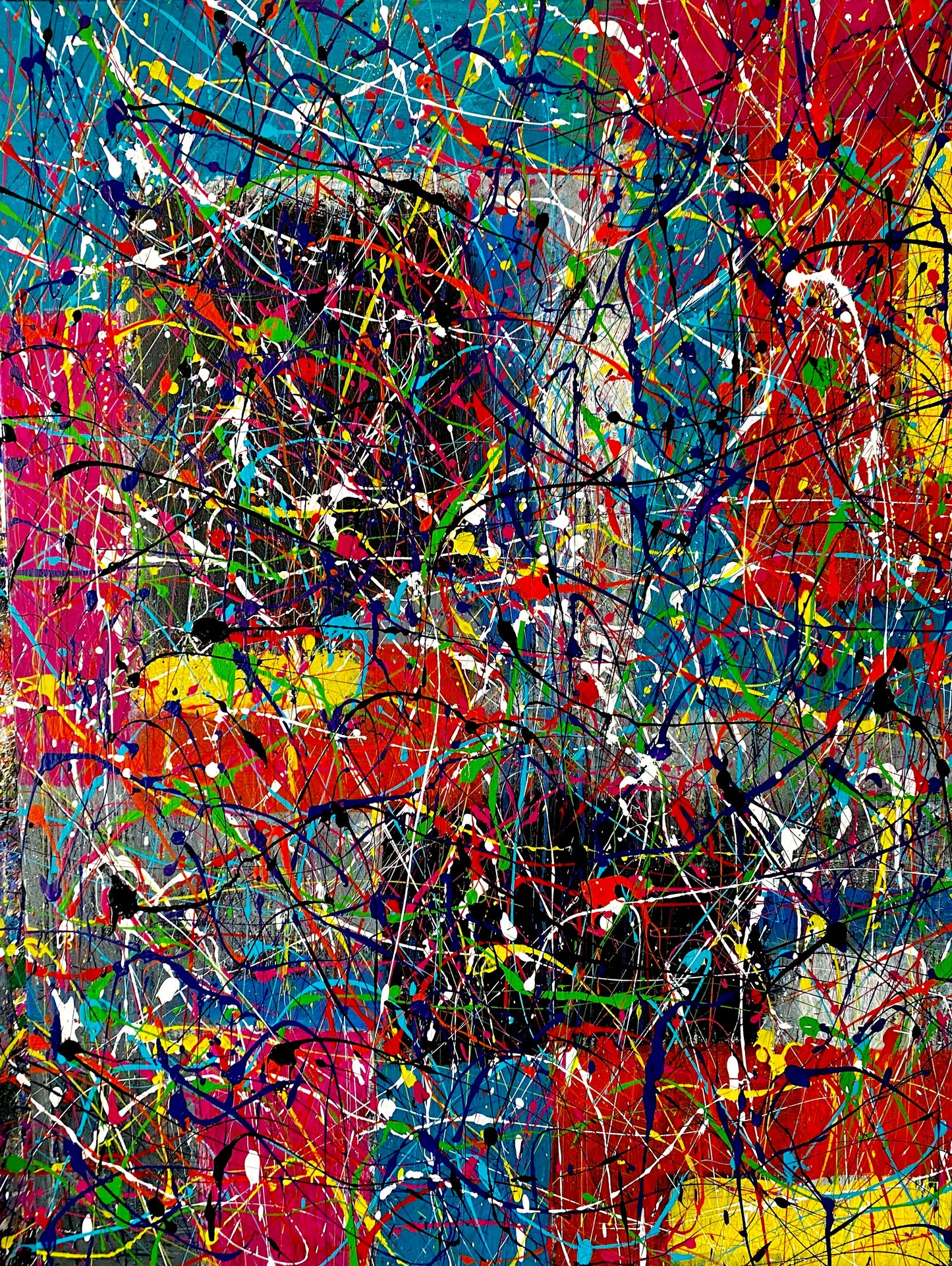 Spatter Painting Too (36x48) - Large abstract mixed media fine art canvas wall art painting