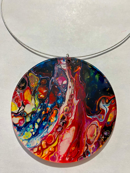 Super Stunning Statement Hand Painted Wearable Art Necklace by Dani Wilson (18")