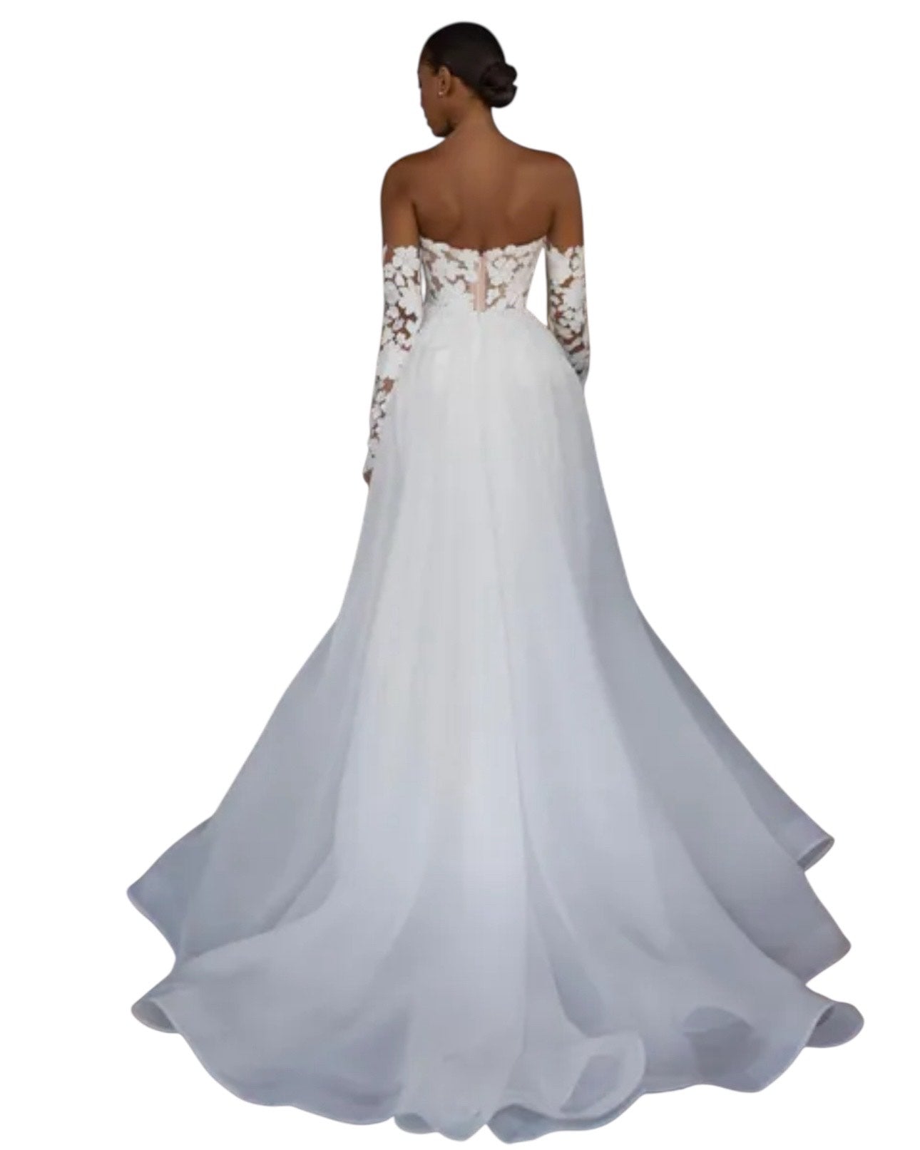 Custom Made: Absolutely Breathtaking Bohemian A-Line Designer Wedding Dress Bridal Gown With Sweetheart Sleeves And Slit
