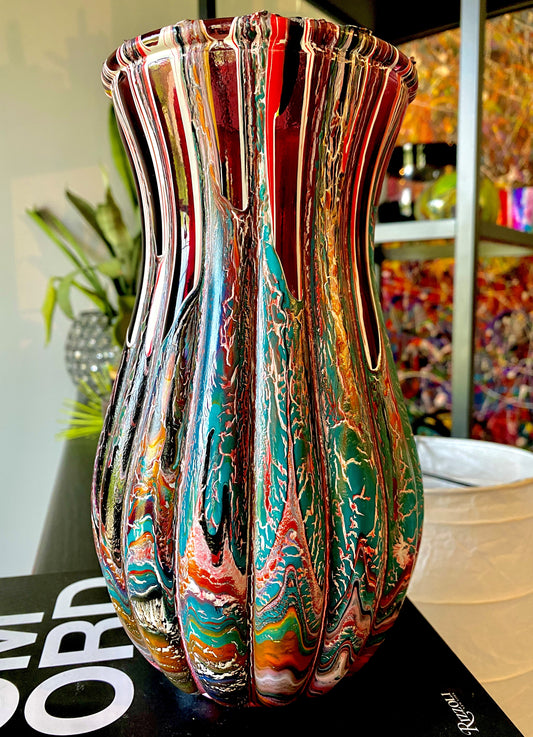 Hand Painted Glass Vase (9" tall)