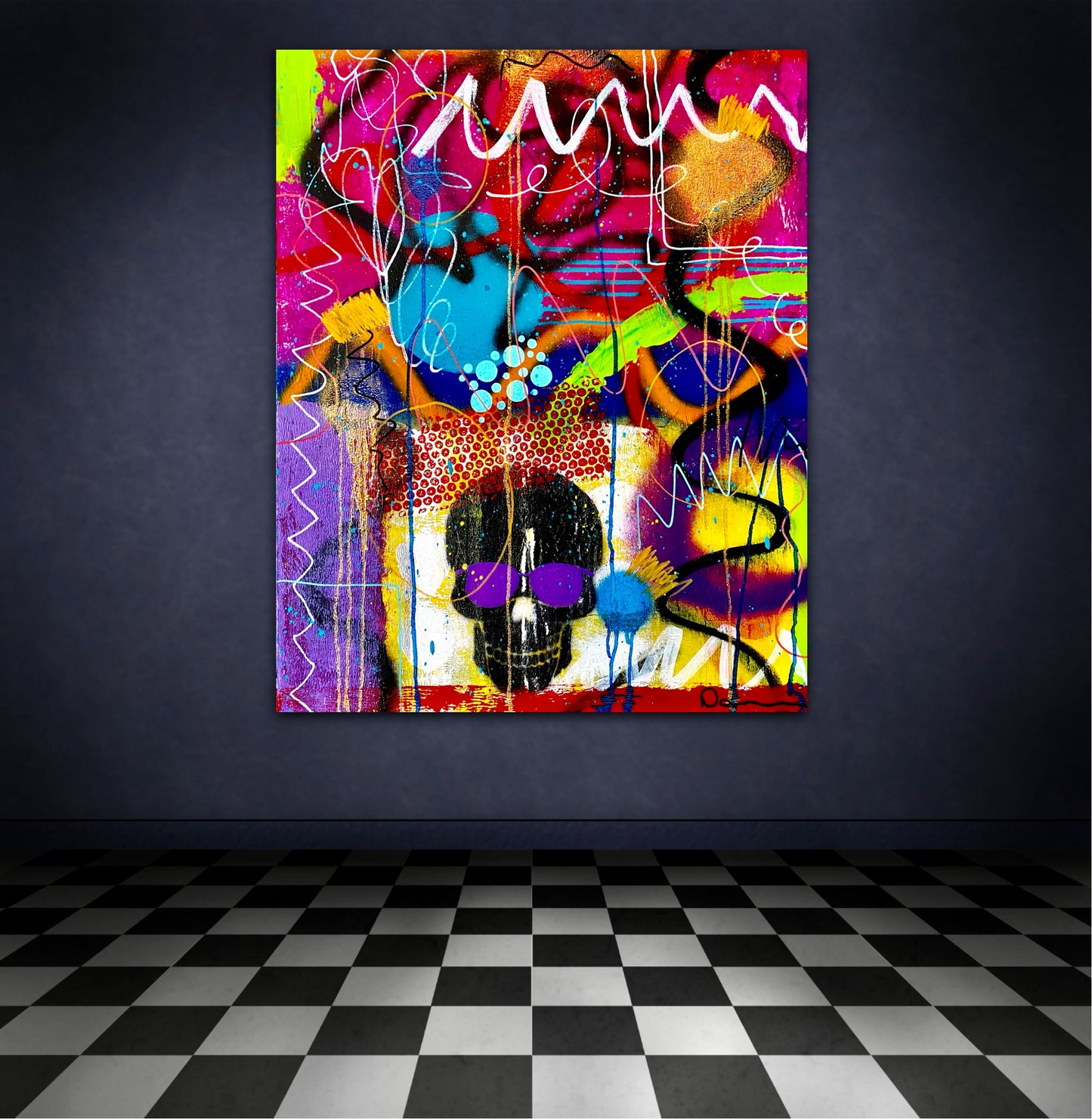 Too Cool ! (24x30) - Abstract mixed media graffiti canvas painting