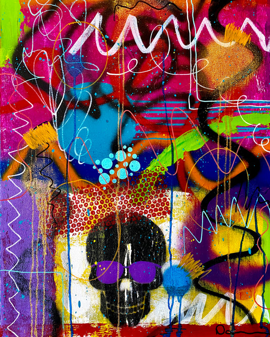 Too Cool ! (24x30) - Abstract mixed media graffiti canvas painting