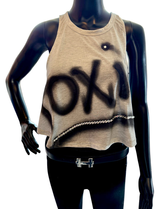Toxic Tank - Wearable Art Hand Painted Cropped Tank Top (Size:Free/One size)