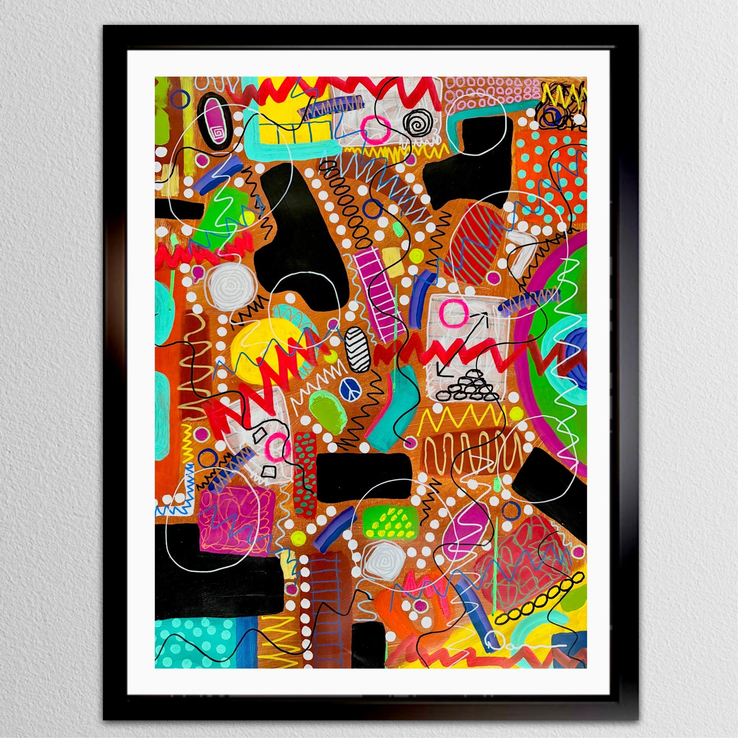 1-Featured - Unruly Happiness (22x30) - Original Abstract Painting Mixed Media On Yasutomo Art Mineral Paper by Dani Wilson