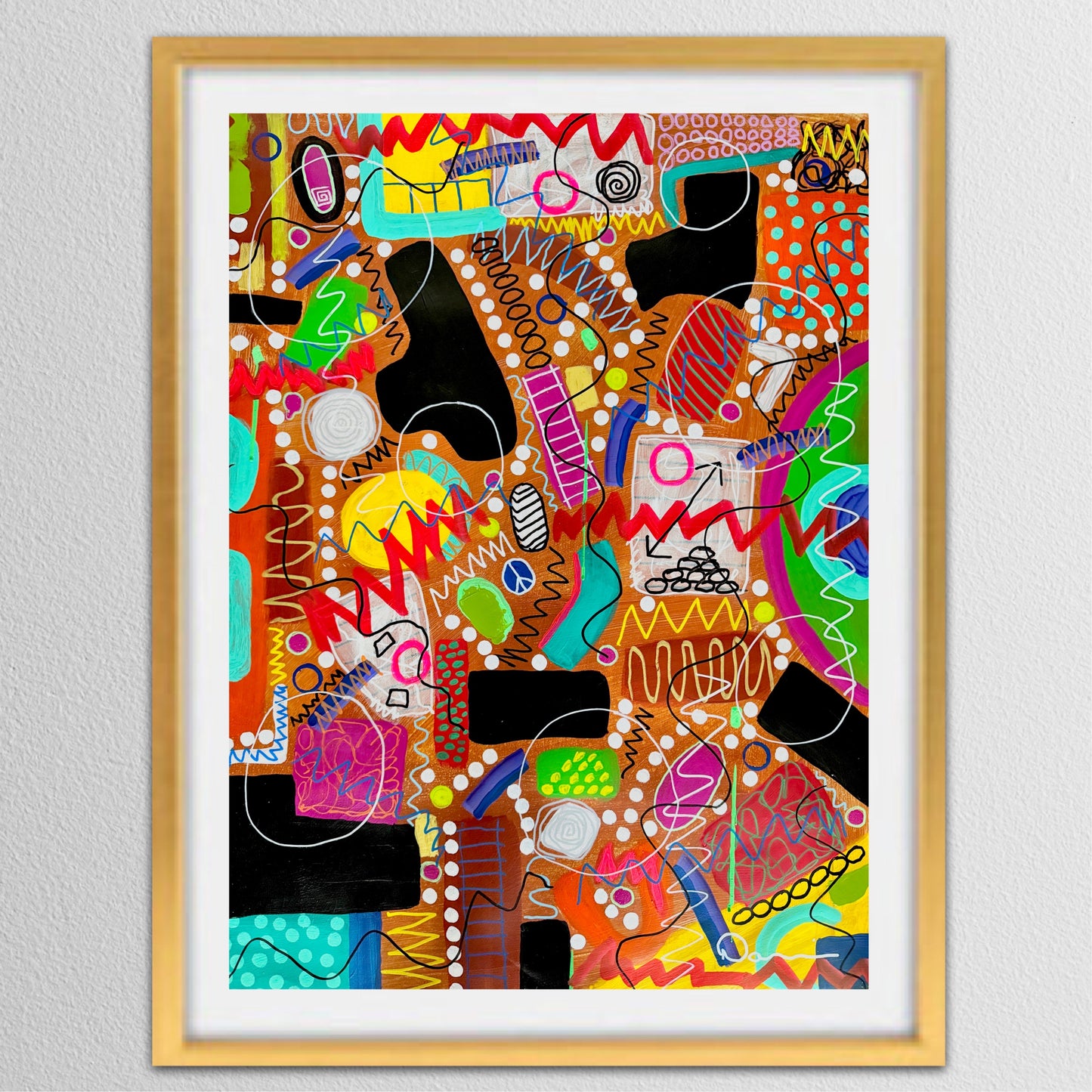 1-Featured - Unruly Happiness (22x30) - Original Abstract Painting Mixed Media On Yasutomo Art Mineral Paper by Dani Wilson