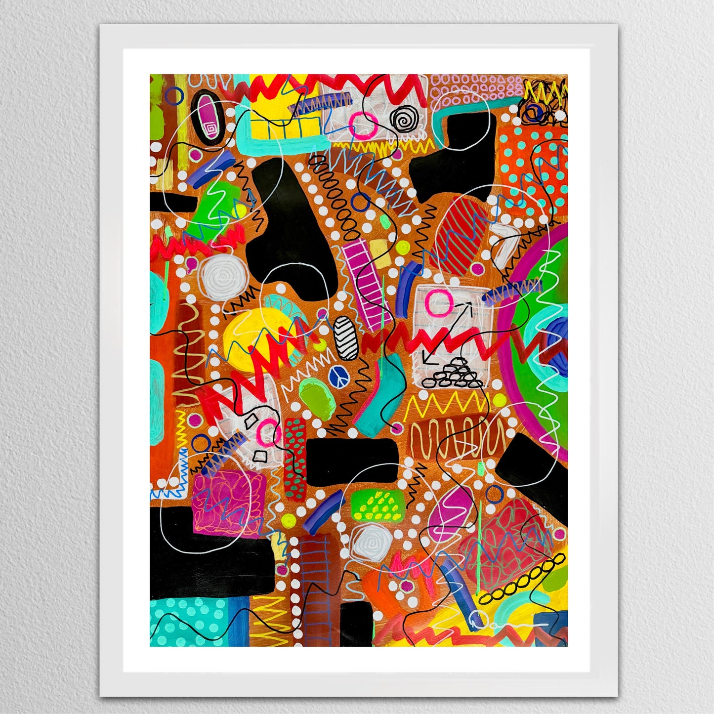 1-Featured - Unruly Happiness (22x30) - Original Abstract Painting Mixed Media On Yasutomo Art Mineral Paper by Dani Wilson