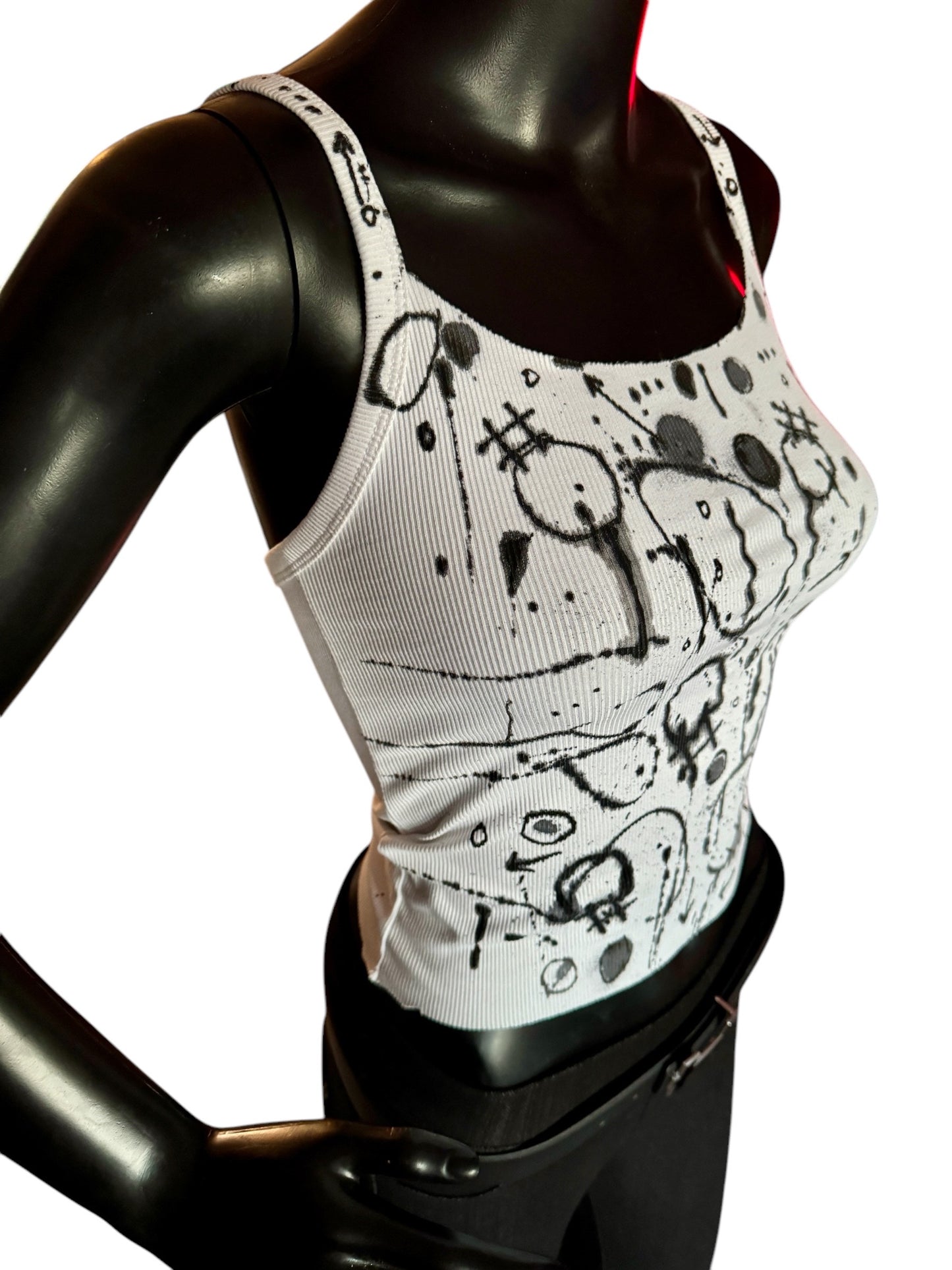 Urban Canvas - Wearable Art Hand Painted Cropped Tank Top (Size:XS)