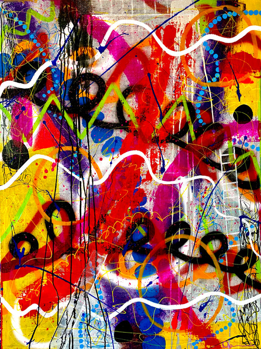 Urban Symphony (36x48) -  Large abstract mixed media fine art canvas wall art painting