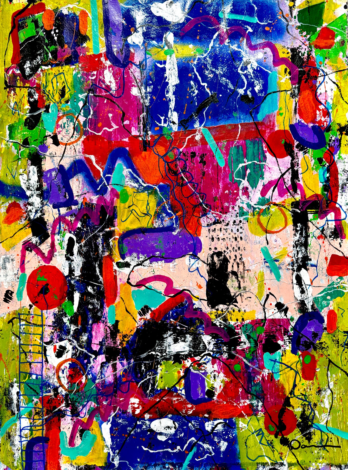 Vibrant Abstract Euphoria (22x30)  Original mixed media on fine art paper