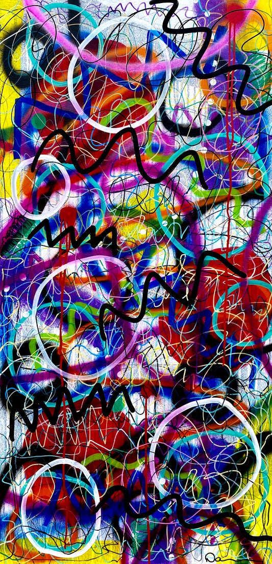 What's On Your Mind 24x48  -Large Original Abstract Mixed Media Painting On Deep Premium Canvas by Dani Wilson.