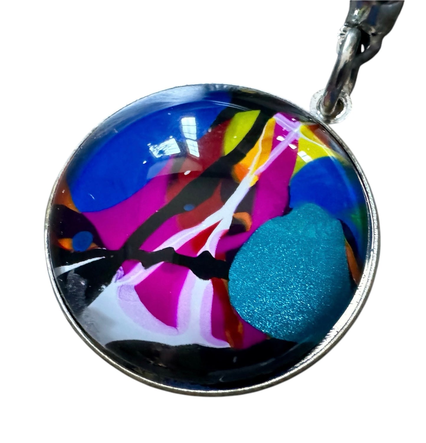 Vibrasphere- Hand painted 1" wearable art pendant bracelet with rubber band