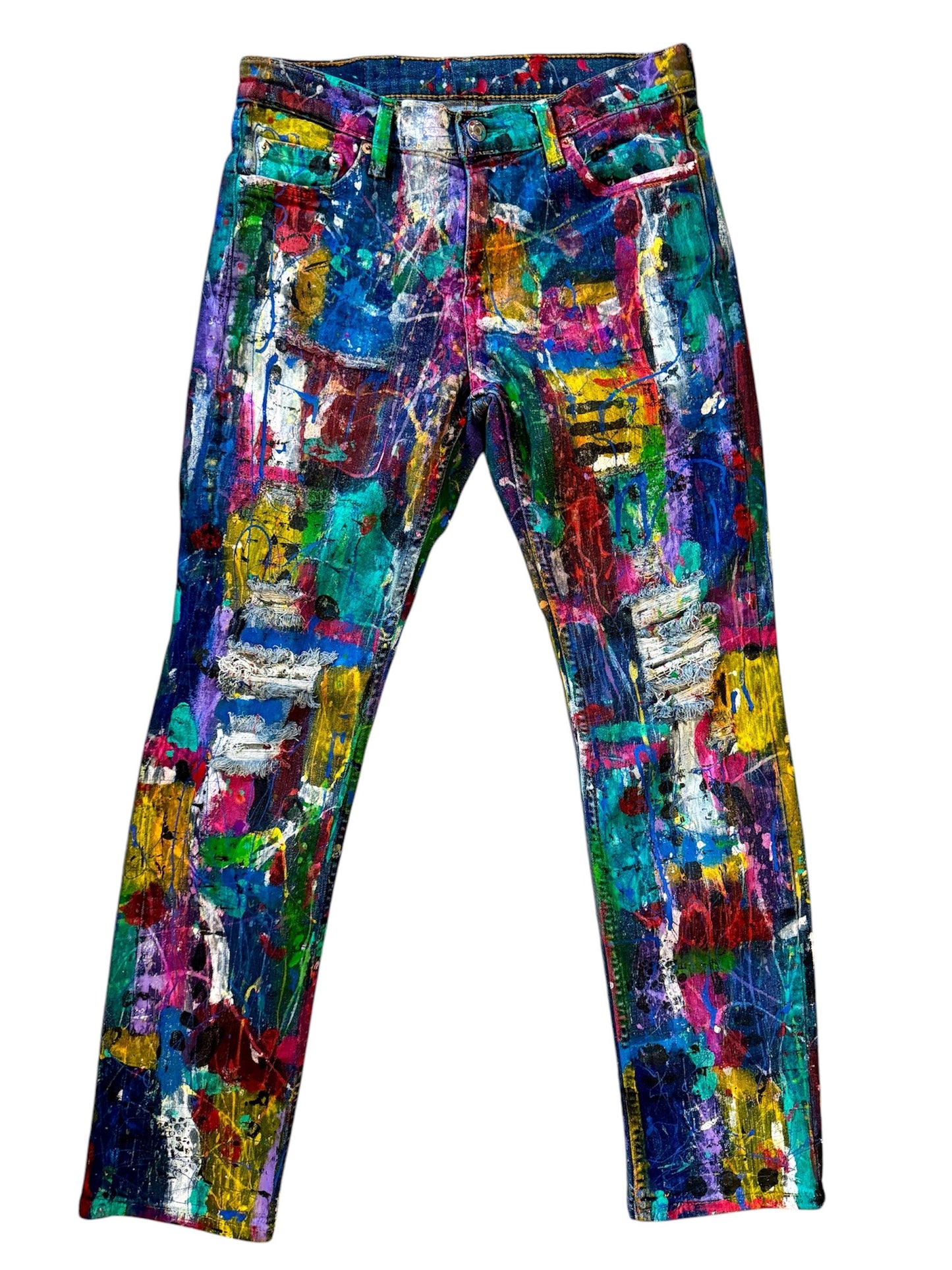 VividThreads - Wearable Art - Hand Painted One Of a Kind Jeans (Size:8)