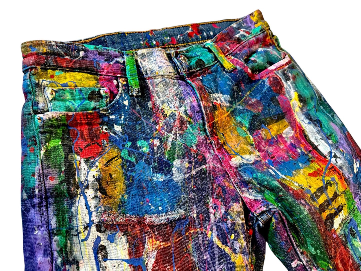 VividThreads - Wearable Art - Hand Painted One Of a Kind Jeans (Size:8)