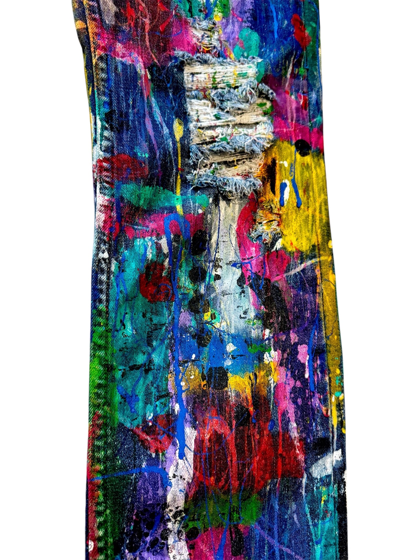 VividThreads - Wearable Art - Hand Painted One Of a Kind Jeans (Size:8)