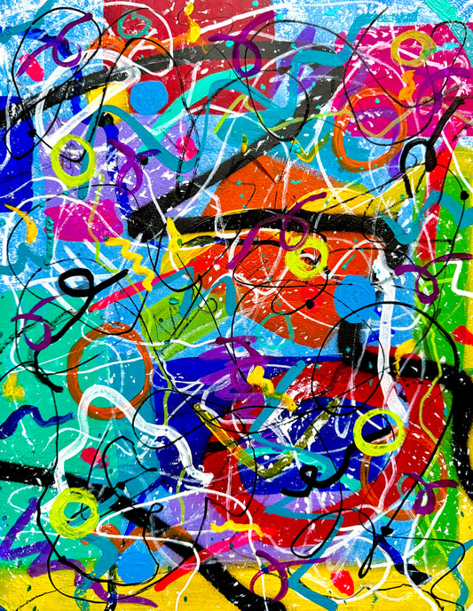 Vivid Vortex - 11x14 Original Hand Painted Mixed Media Abstract Painting On Mineral Paper by Dani Wilson 