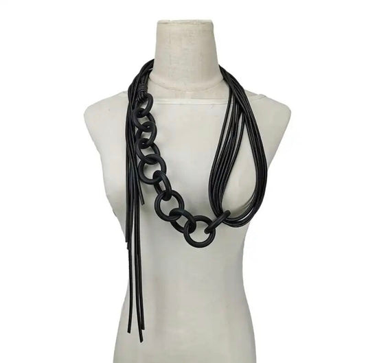 Super lightweight black statement necklace (71")