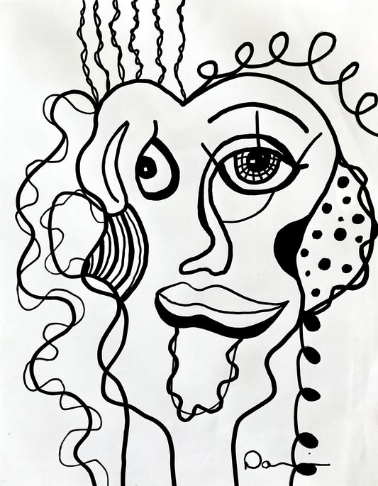 Would You Love Me If My Face Looked Like This? (11x14) - Abstract ink mineral paper painting