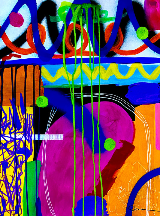 You Belong To Me (18x24) -Abstract graffiti mixed media watercolor paper painting