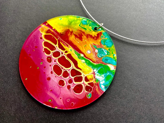 Wearable Art - 3" Hand painted pendant