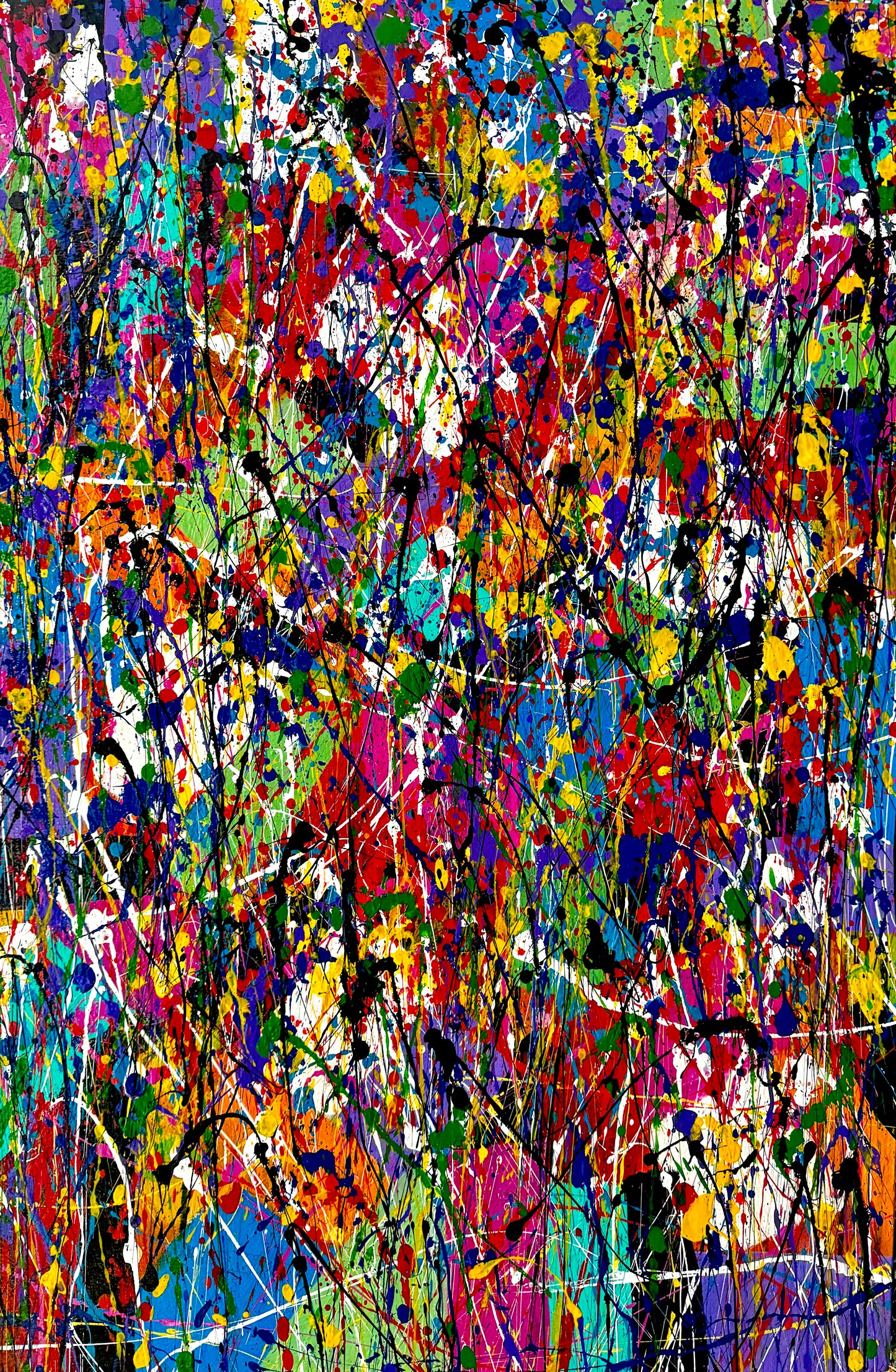 Vortex of Vibrant Expression (24x36) - Abstract mixed media deep premium canvas fine art painting